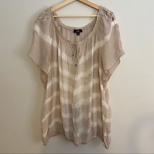 AGB Boho Blouse with Crochet Inset Sleeves